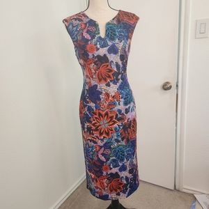 Midi Dress. Sz 4. Bodycon. Paisley. Floral. Brand: eci